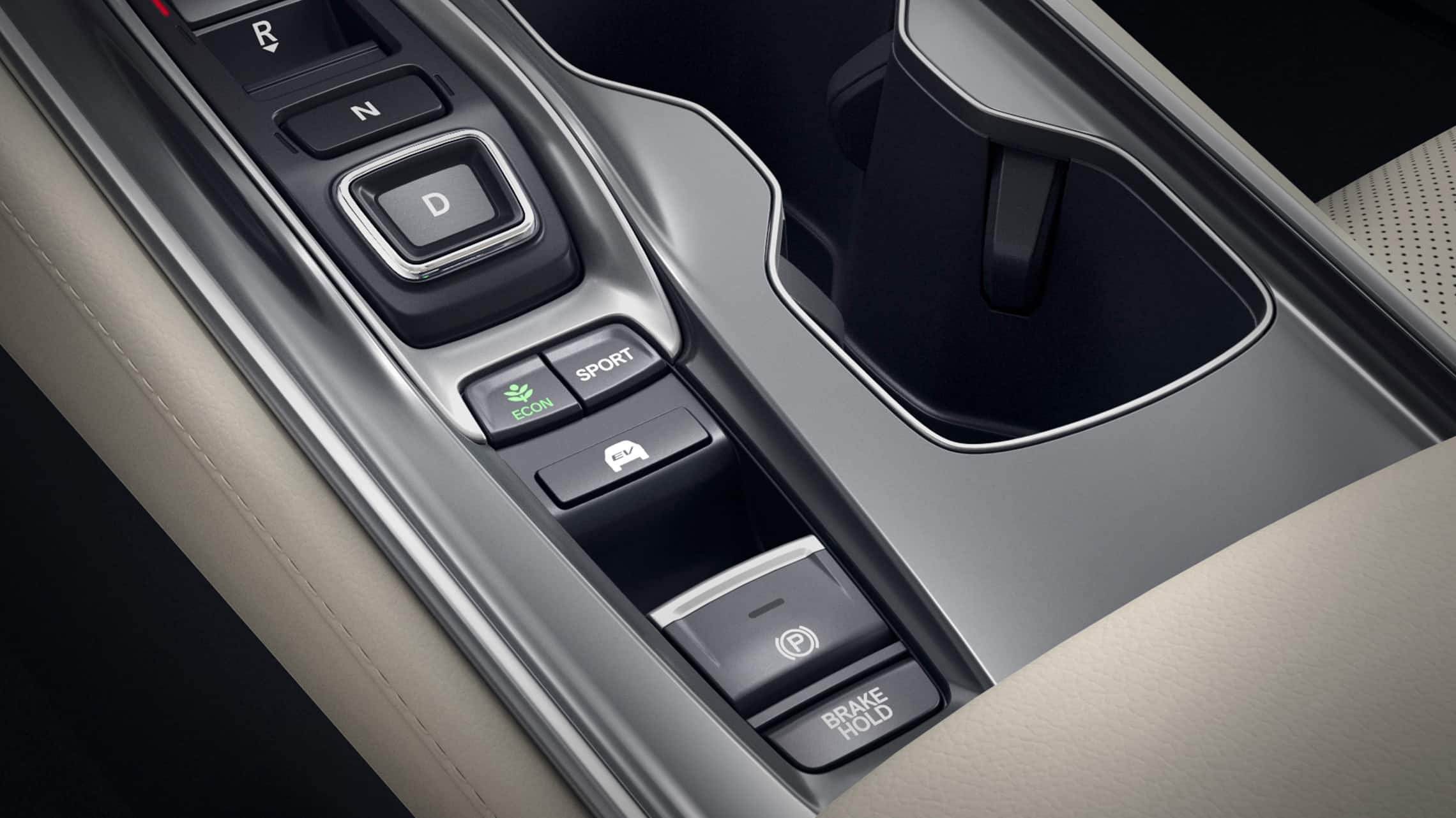 Detalle del selector de modo EV del Honda Accord Hybrid Touring 2021.