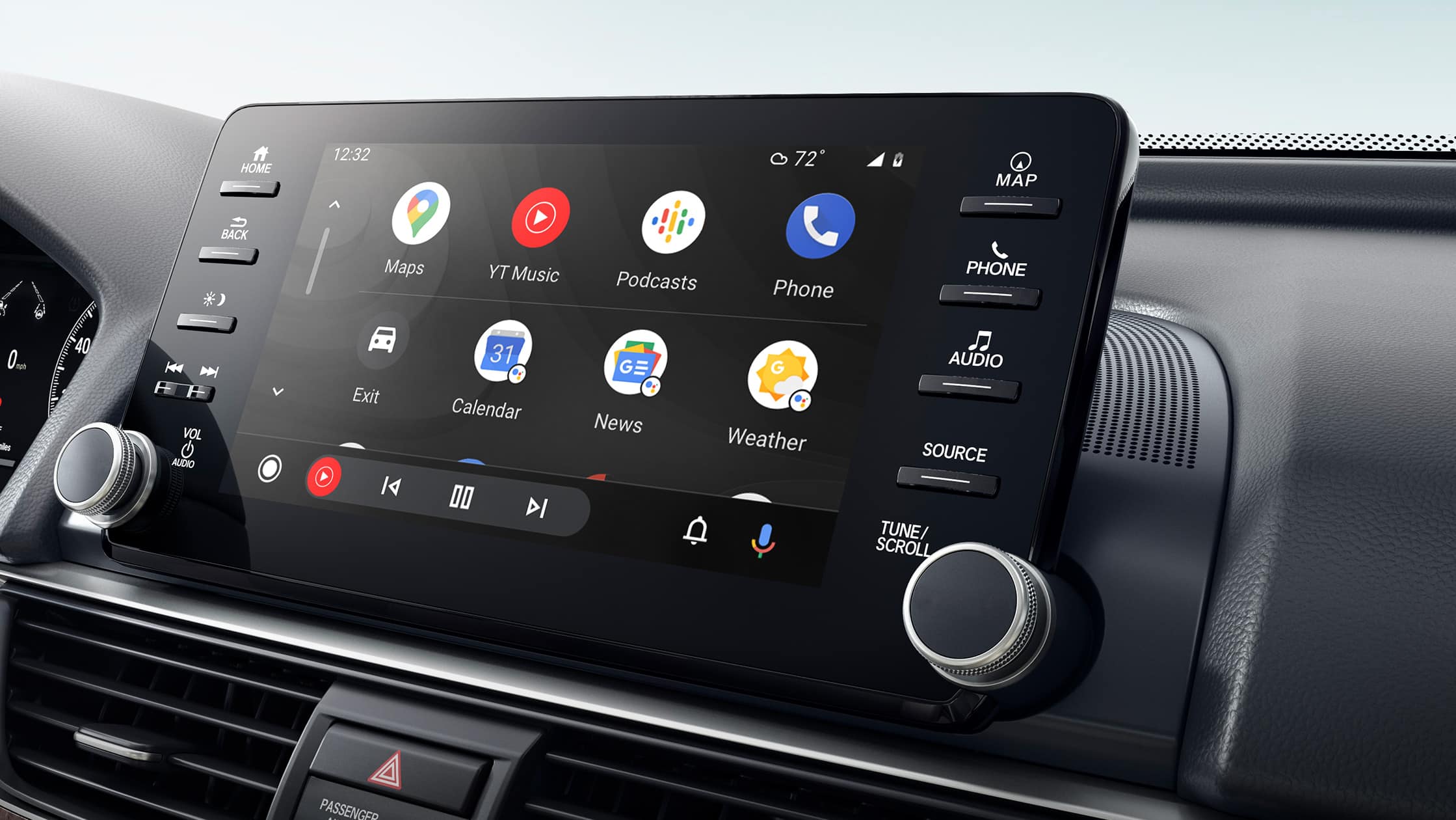 Detalle de la integración inalámbrica con Android Auto™ en el sistema de audio en pantalla táctil del Honda Accord Touring 2.0T 2021.