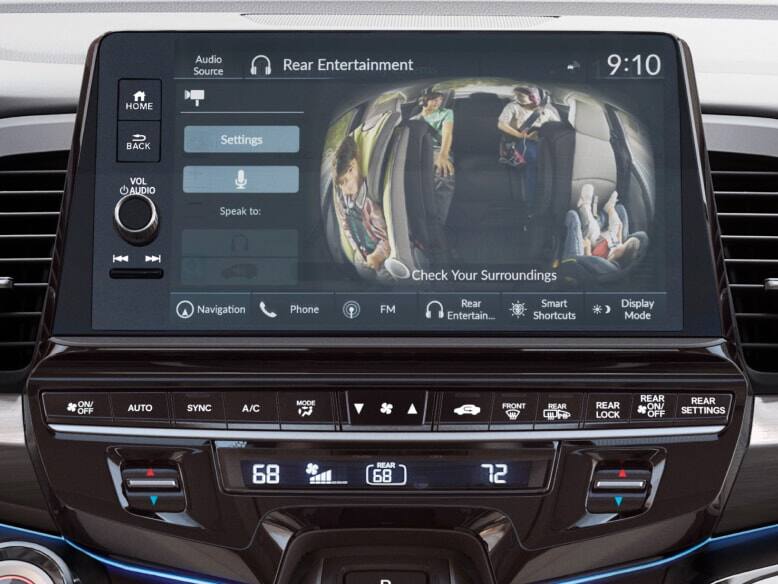 2026 Honda Odyssey center display with back seats camera on.
